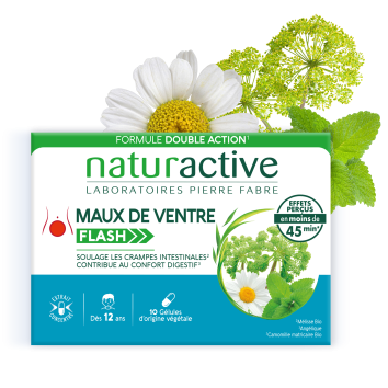  Produit MAUX DE VENTRE Flash en gélules de plantes, proposé par le laboratoire Naturactive